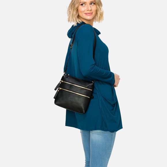 Crossbody Bag Functional Multi Pocket Double Zier Purse With Adjustable o_o - Picture 7 of 8